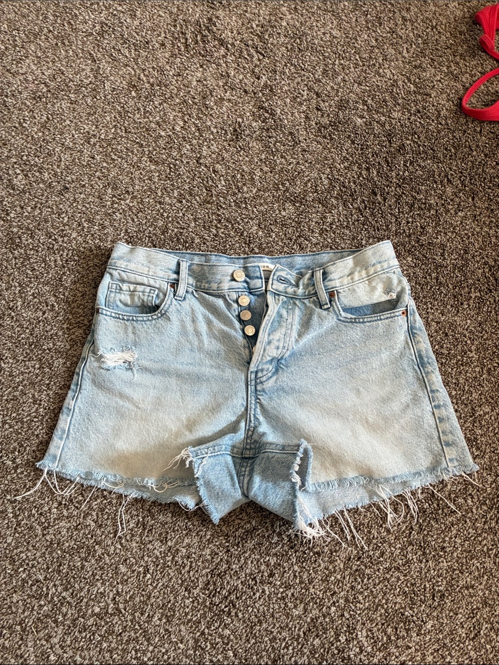 PacSun Light Blue High-Rise Button-Fly Denim Shorts